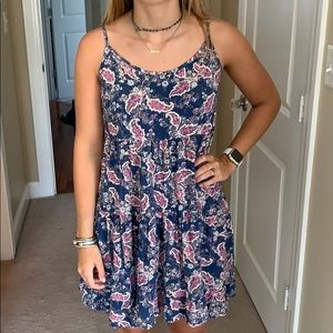 Blue and pink patterned dress